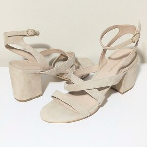 Stuart Weitzman Suede Leather Ave Ankle Strap Block Heel Strappy Sandal Size 9.5